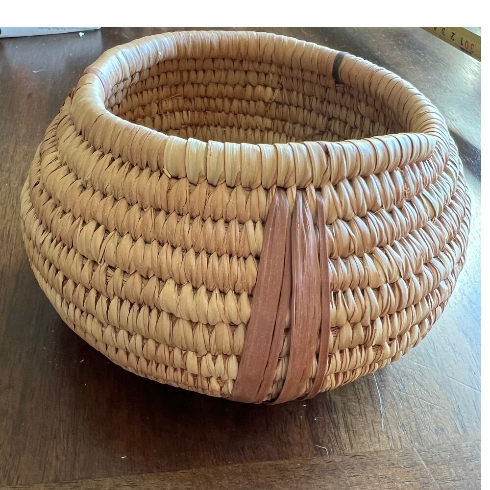 Artisan 5" Shelf decor Container Planter round hand-woven basket spiral coil